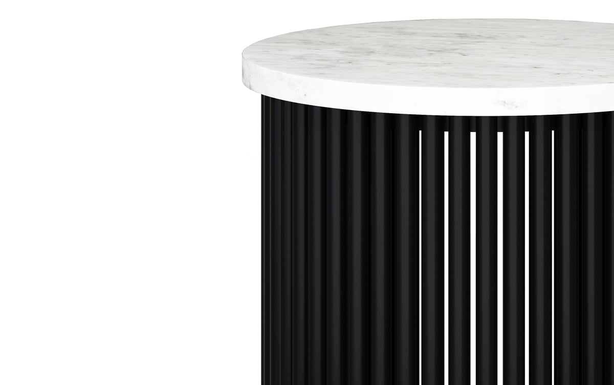 White Marble/Black Marble | Demy Metal and Wood Accent Table