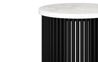 White Marble/Black Marble | Demy Metal and Wood Accent Table