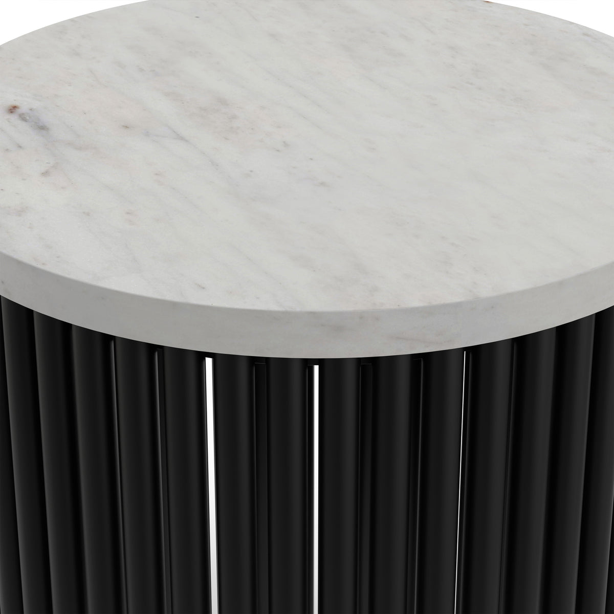 White Marble/Black Marble | Demy 18 inch Metal Accent Table