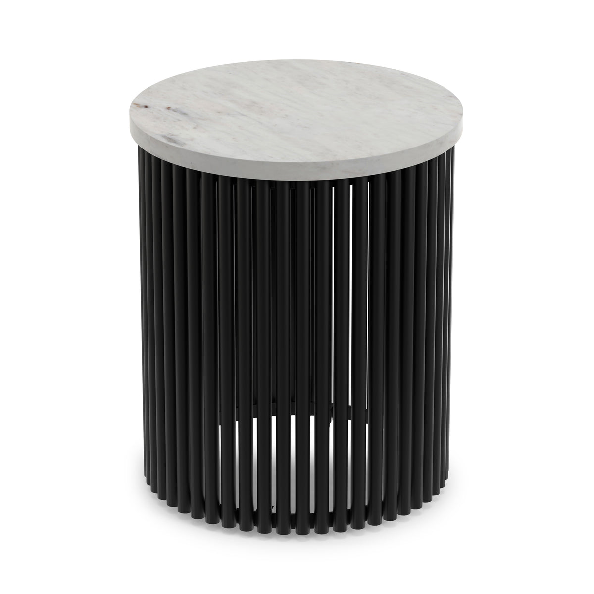 White Marble/Black Marble | Demy 18 inch Metal Accent Table