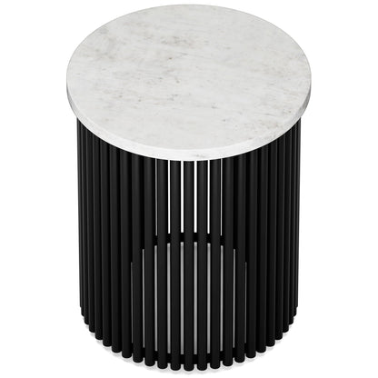 White Marble/Black Marble | Demy Metal and Wood Accent Table