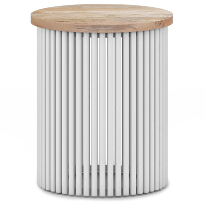 Natural and White Wood | Demy Metal and Wood Accent Table