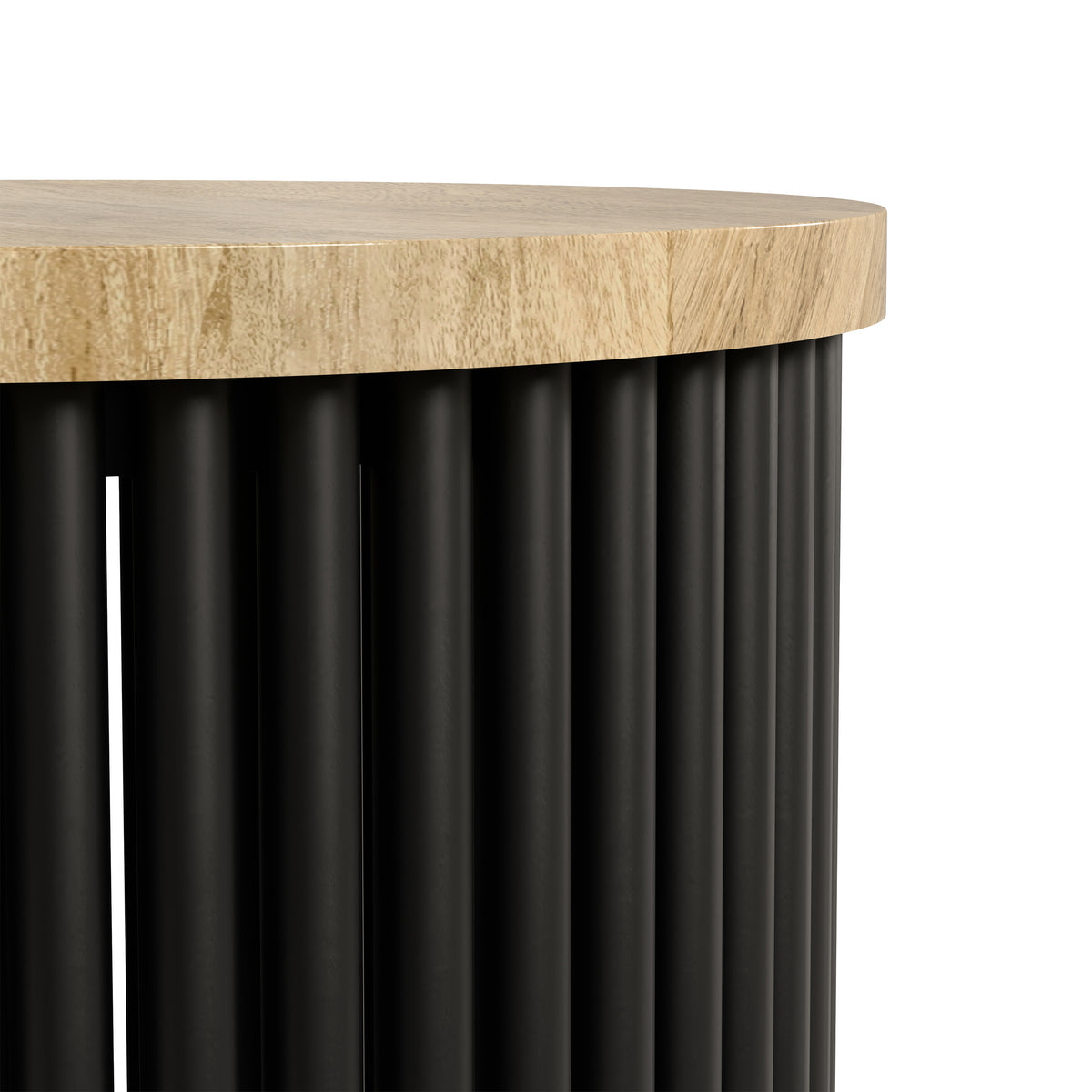 Natural and Black Wood | Demy 18 inch Metal and Wood Accent Table