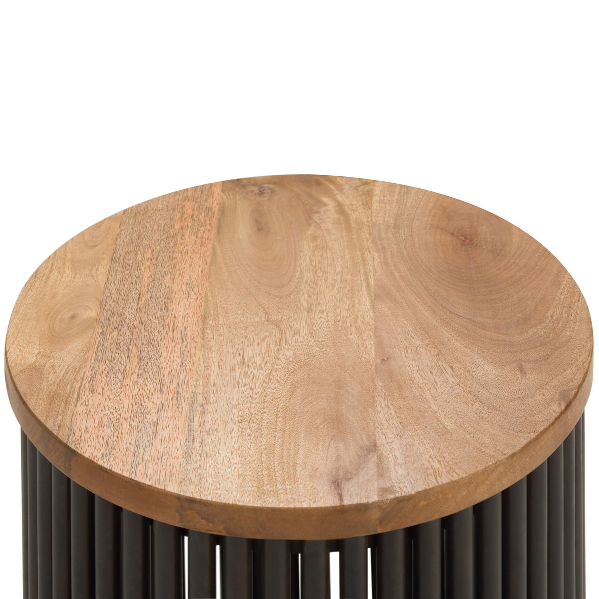 Natural and Black Wood | Demy 18 inch Metal and Wood Accent Table