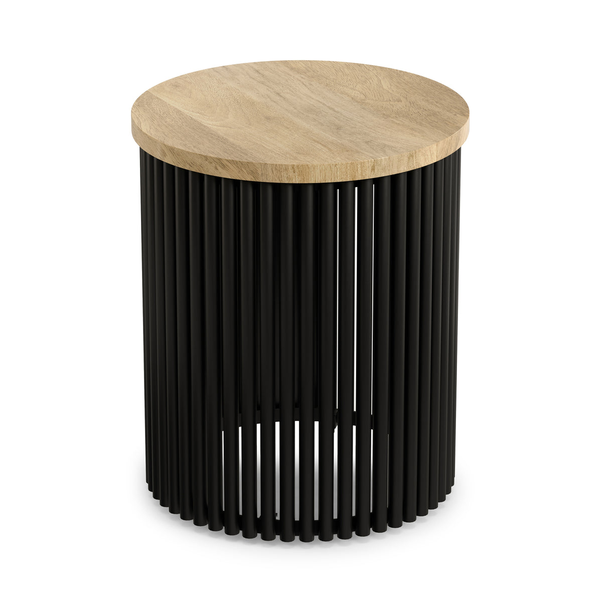 Natural and Black Wood | Demy 18 inch Metal and Wood Accent Table