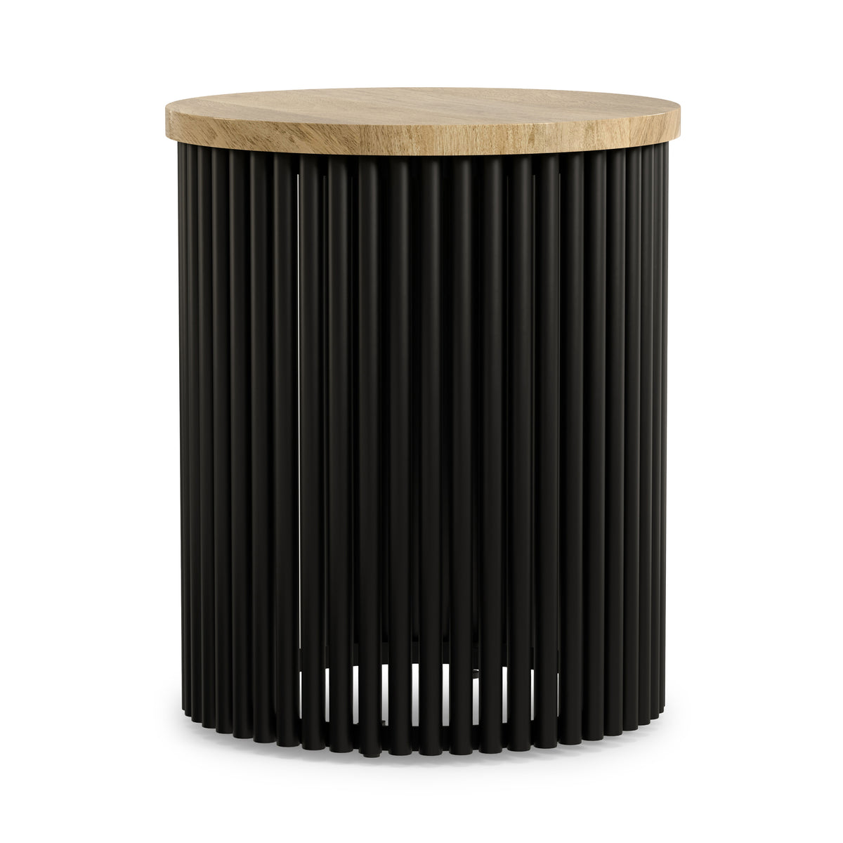 Natural and Black Wood | Demy 18 inch Metal and Wood Accent Table