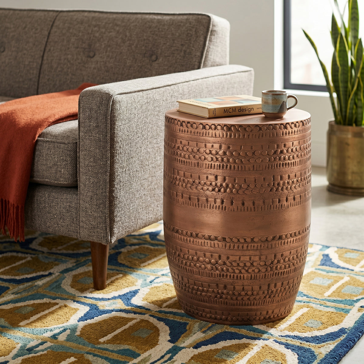 Antique Copper | Johnsen Large Metal Accent Table