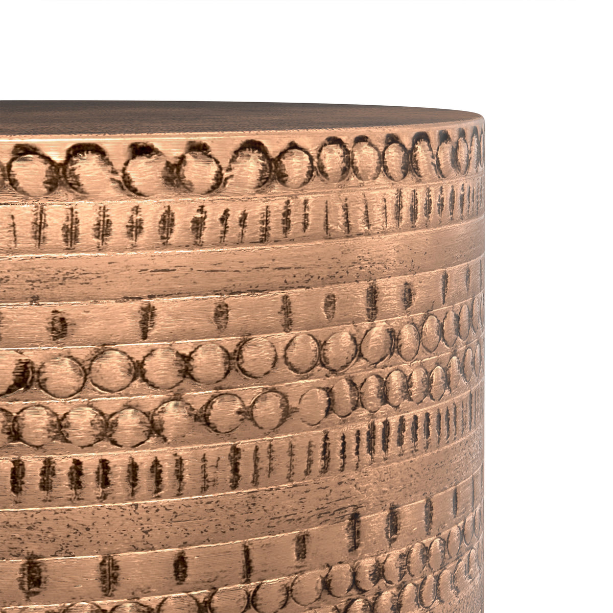 Antique Copper | Johnsen 15 inch Tribal Pattern Accent Table