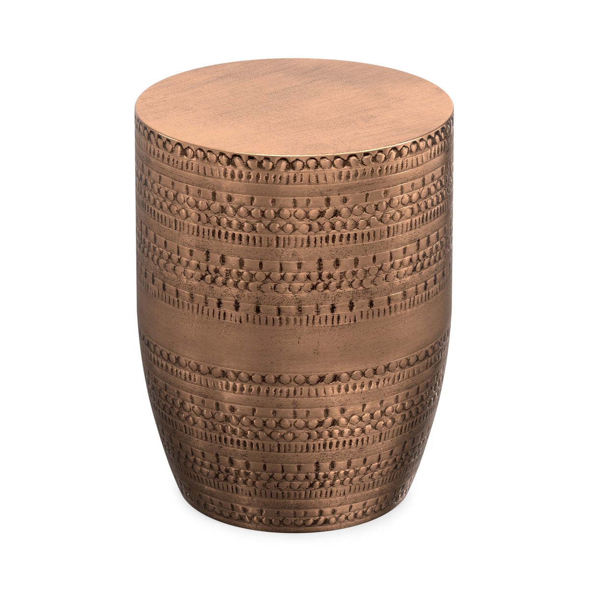 Antique Copper | Johnsen 15 inch Tribal Pattern Accent Table