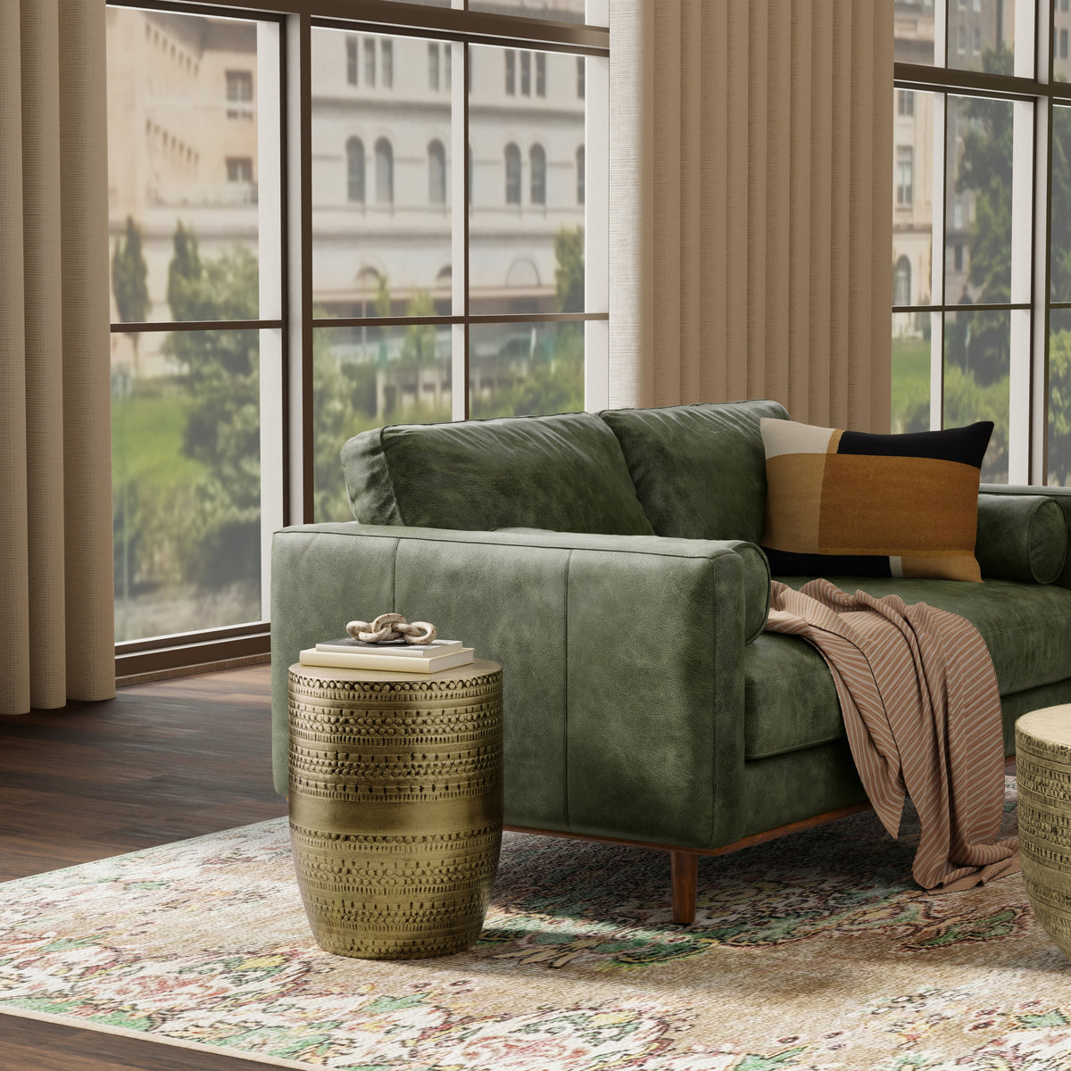 Antique Gold | Johnsen 15 inch Tribal Pattern Accent Table