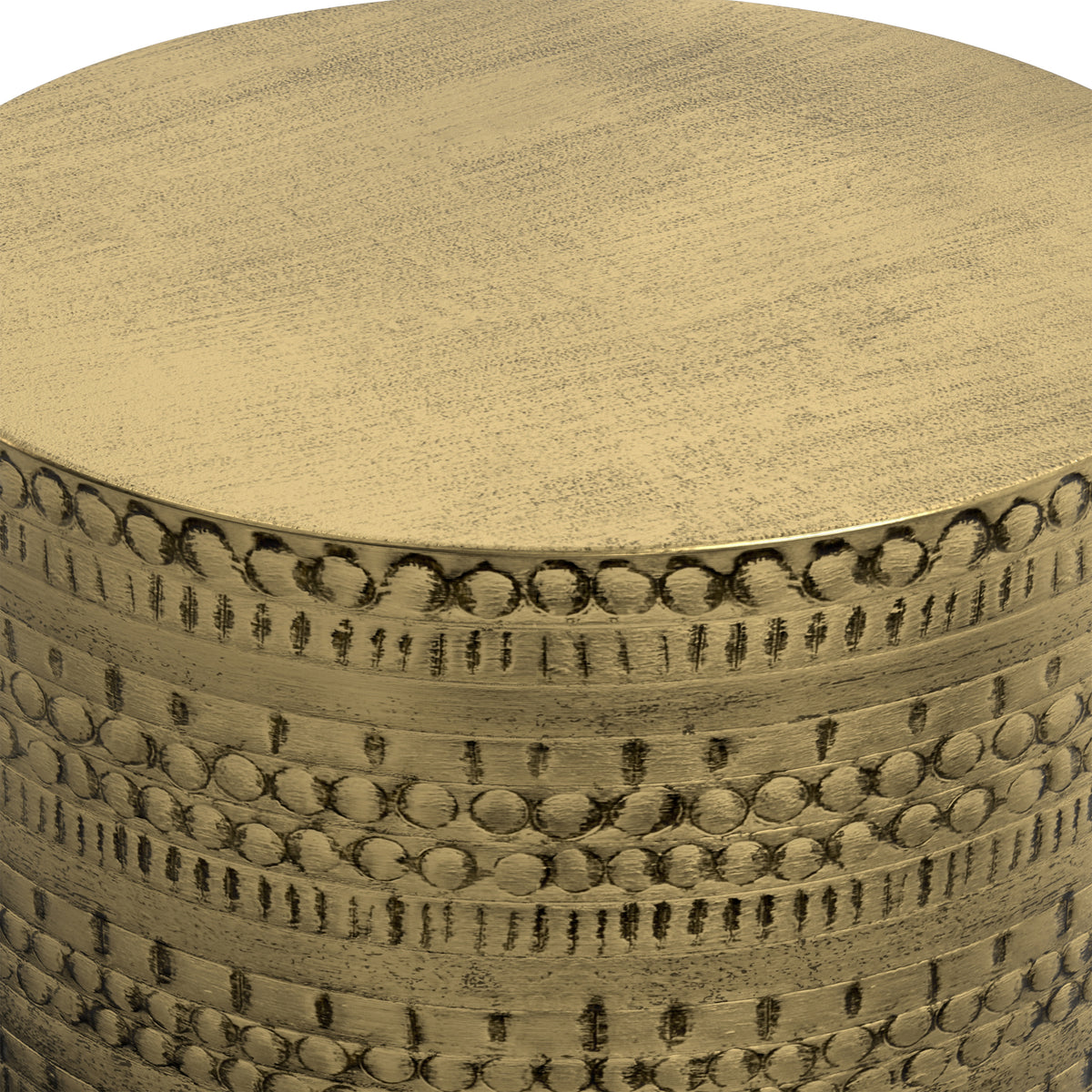 Antique Gold | Johnsen 15 inch Tribal Pattern Accent Table