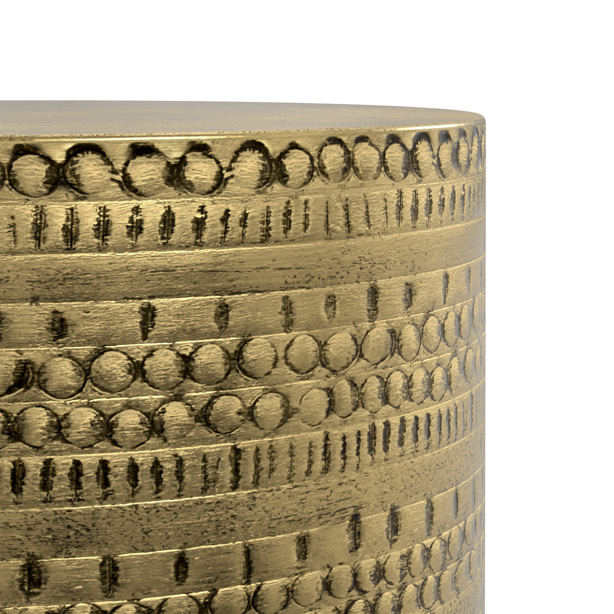 Antique Gold | Johnsen 15 inch Tribal Pattern Accent Table