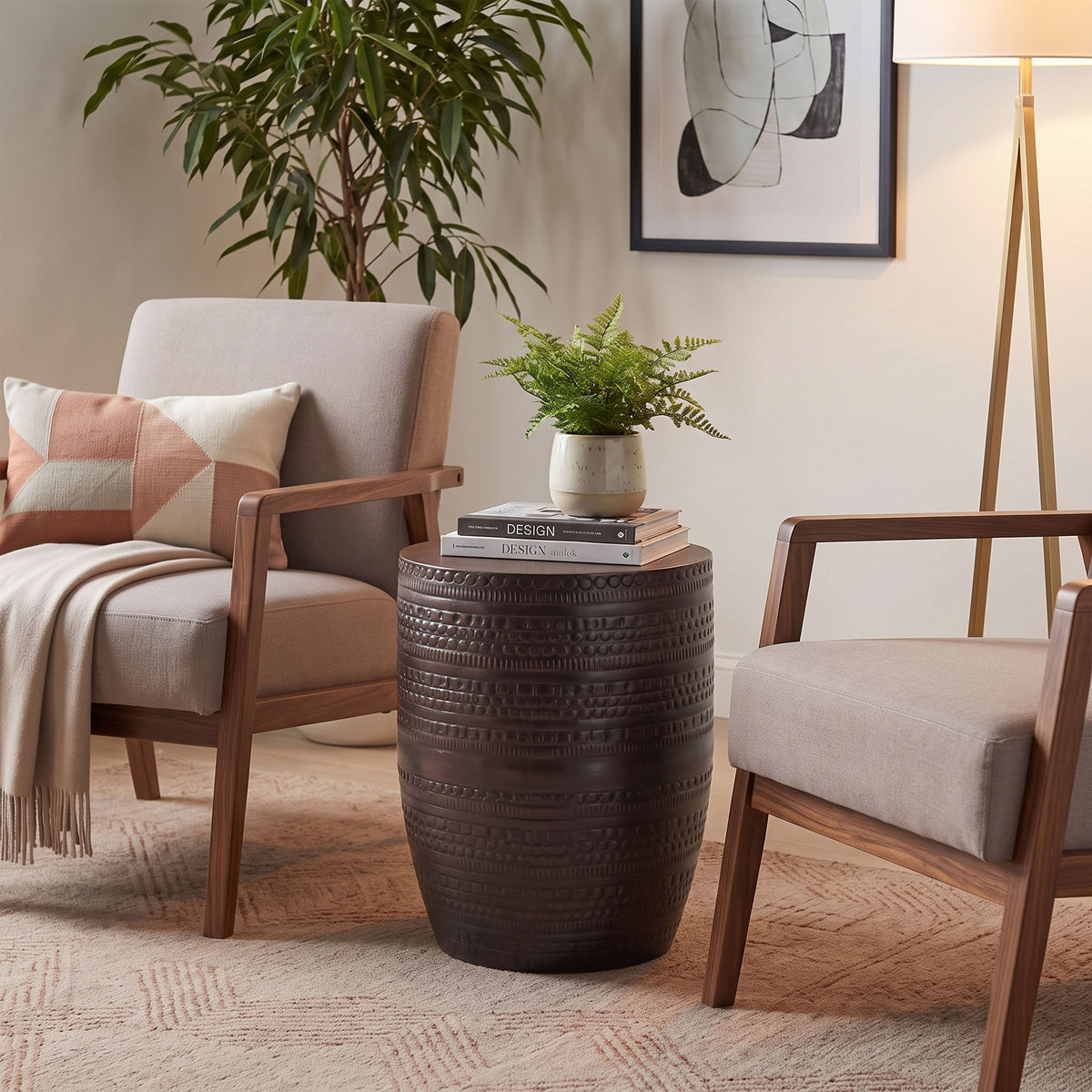 Oil Rubbed Bronze | Johnsen 15 inch Tribal Pattern Accent Table