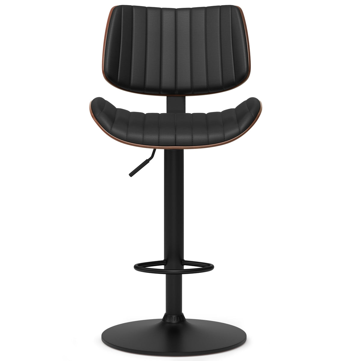 Black Vegan Leather | Novak Adjustable Swivel Bar Stool in Vegan Leather