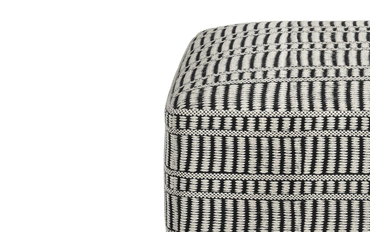 Black and White | Safford Square Woven Outdoor/ Indoor Pouf
