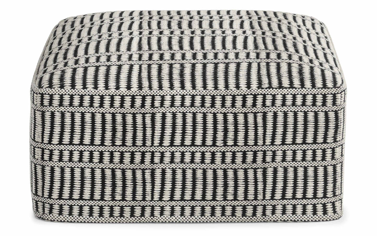 Black and White | Safford Square Woven Outdoor/ Indoor Pouf