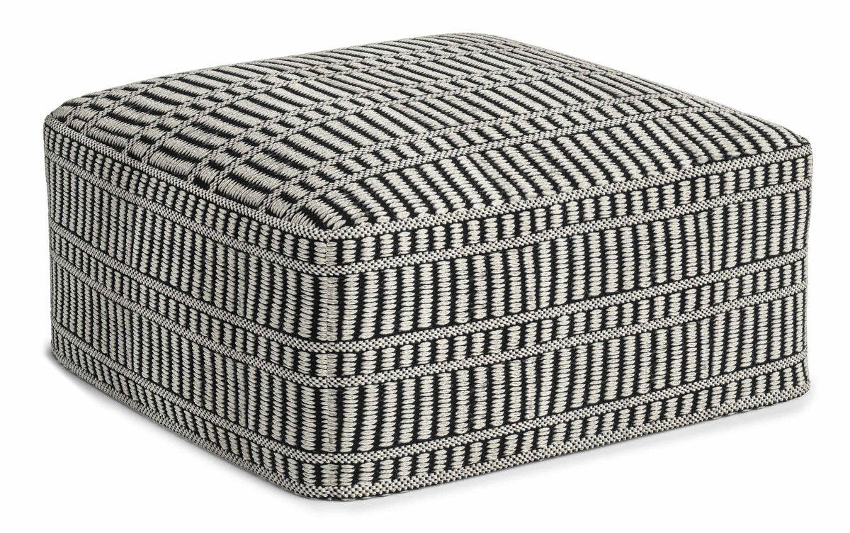 Black and White | Safford Square Woven Outdoor/ Indoor Pouf