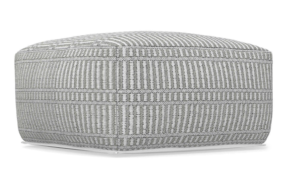 Grey and White | Safford Square Woven Outdoor/ Indoor Pouf