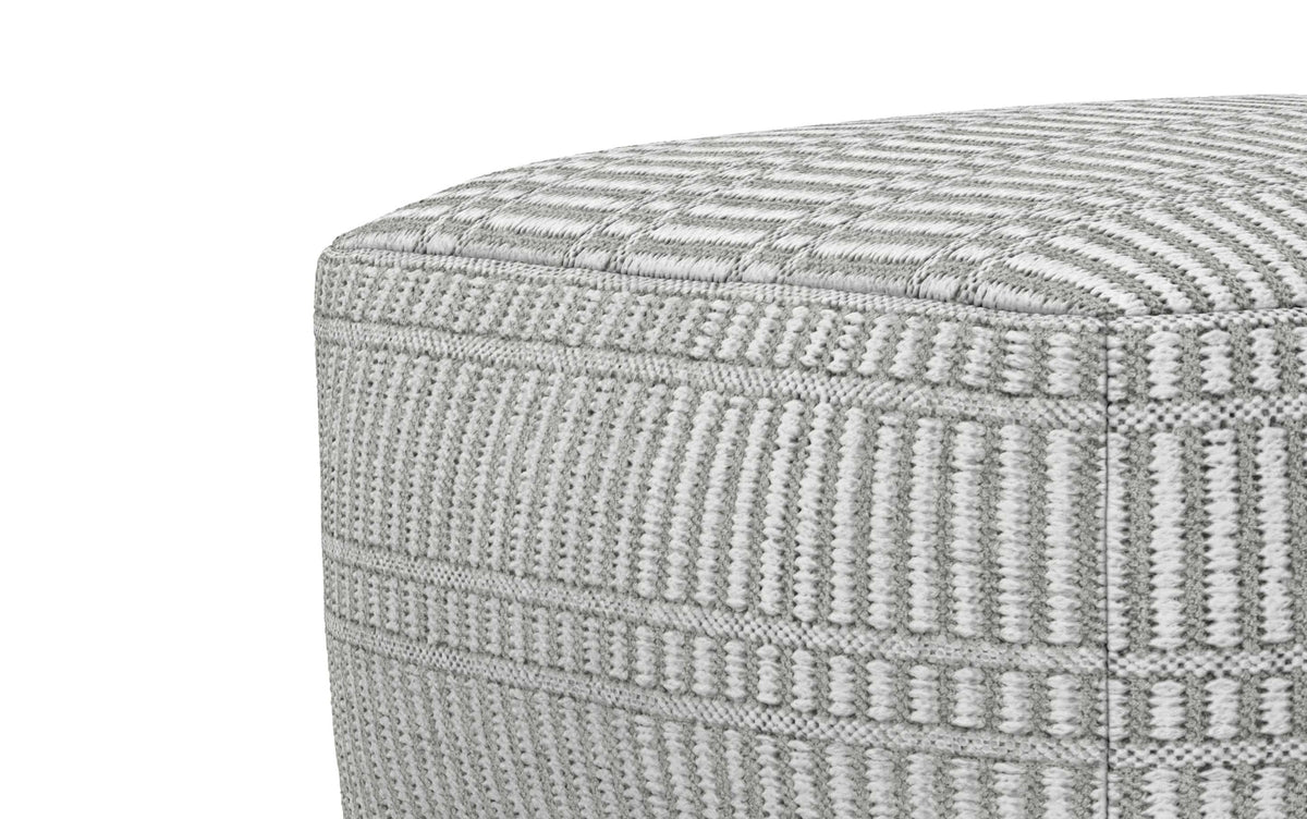 Grey and White | Safford Square Woven Outdoor/ Indoor Pouf