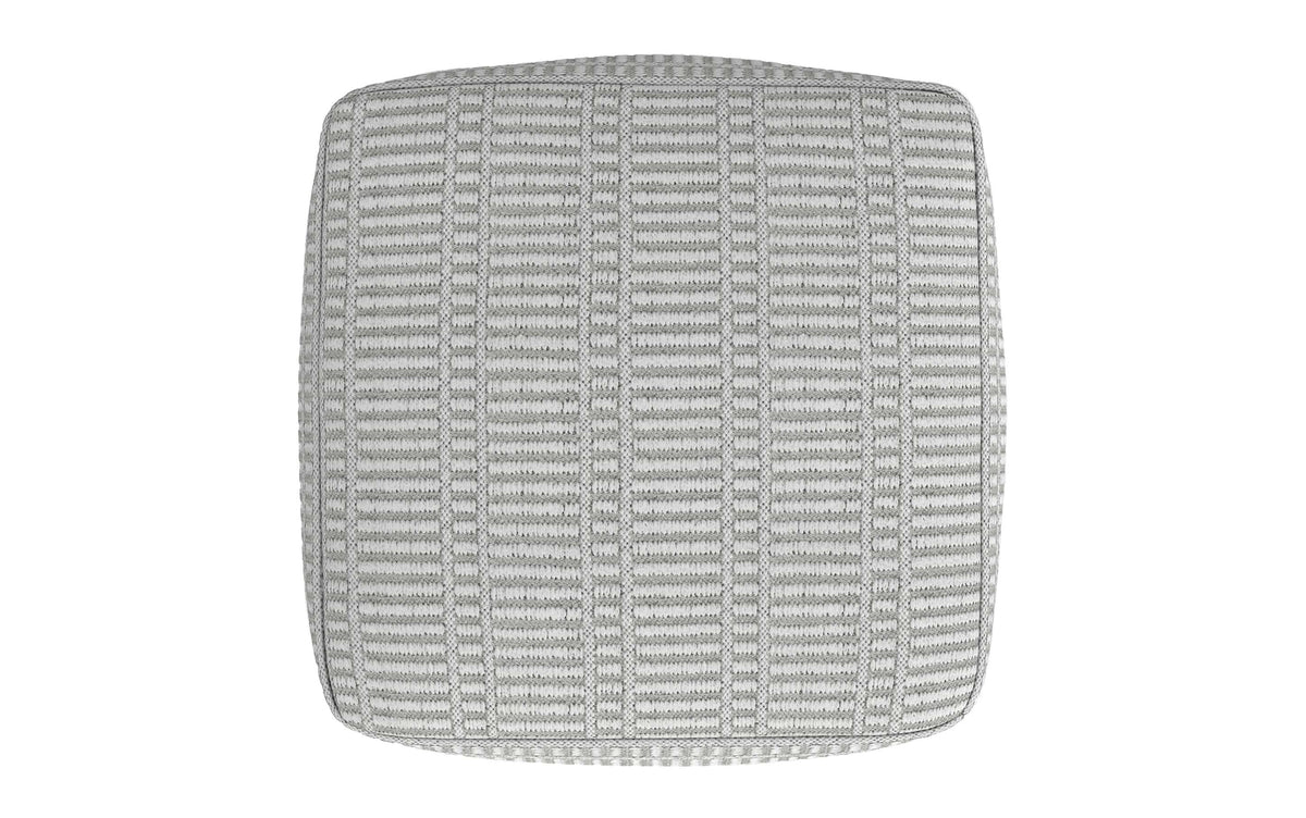Grey and White | Safford Square Woven Outdoor/ Indoor Pouf