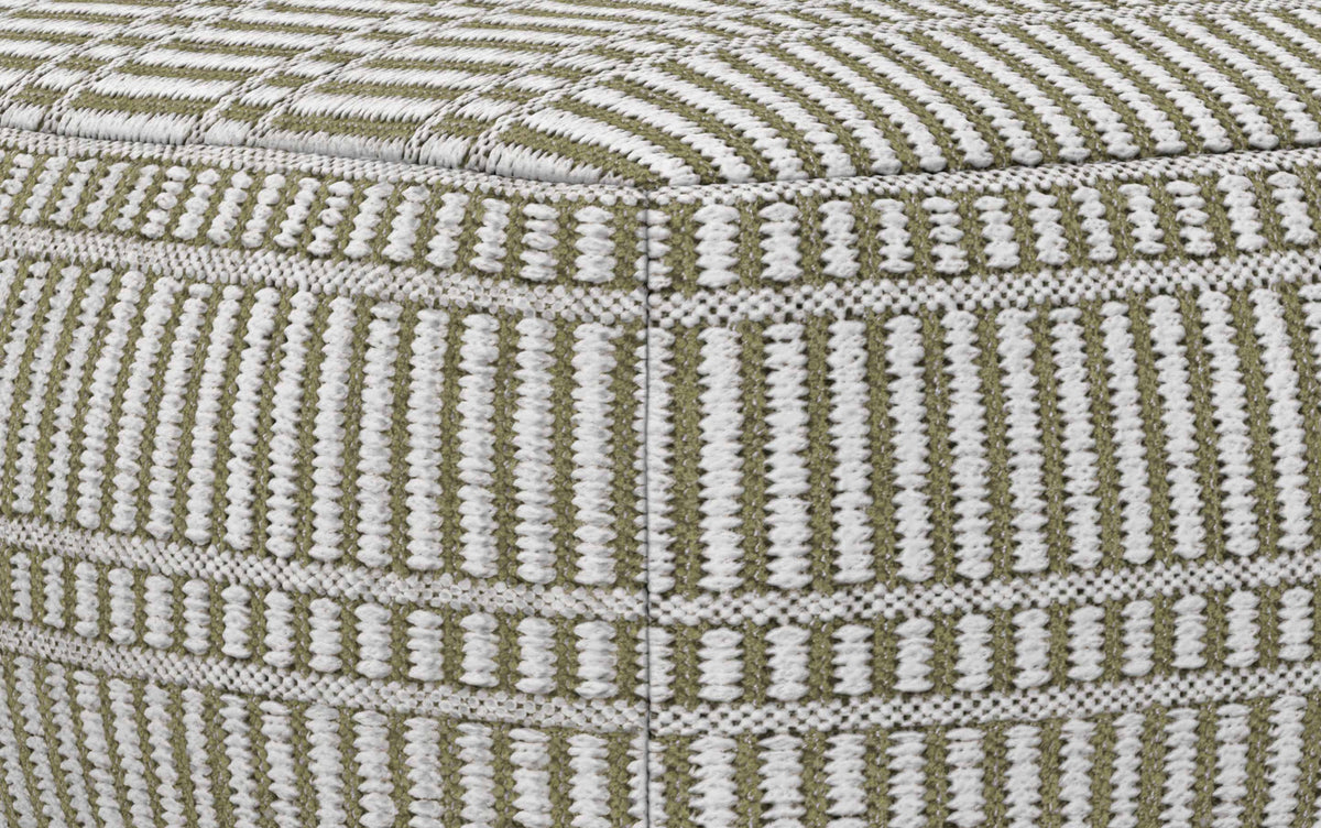 Natural/Travertine/White | Safford Square Woven Outdoor/ Indoor Pouf