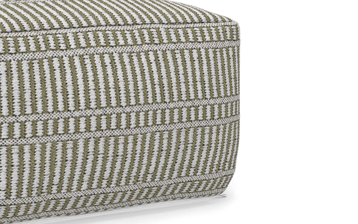 Natural/Travertine/White | Safford Square Woven Outdoor/ Indoor Pouf
