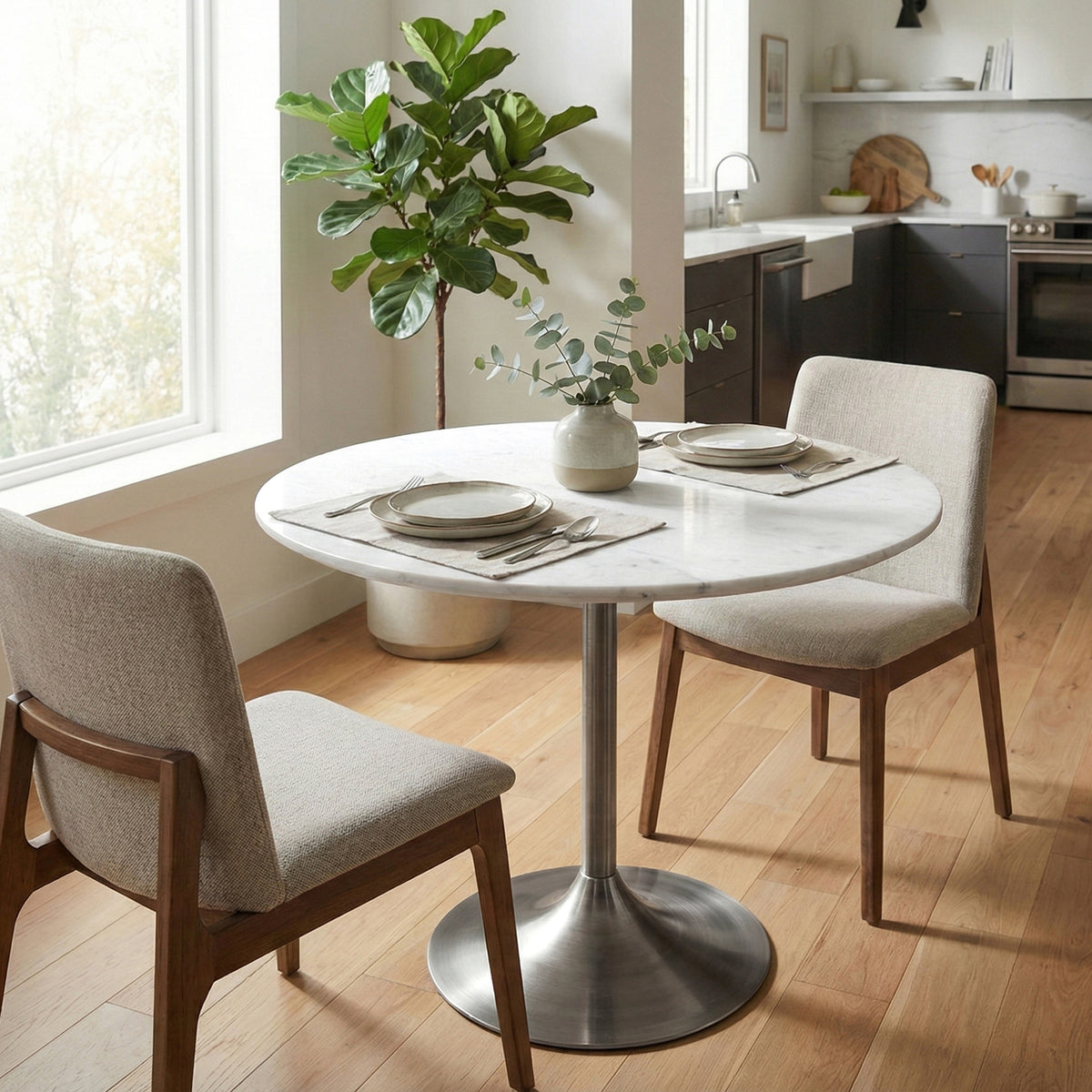 White Marble/Antique Silver | Osborne Dining Table