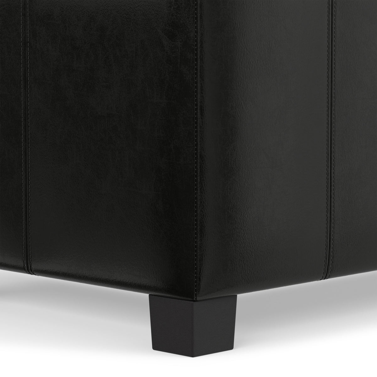 Midnight Black Vegan Leather | Dover Storage Ottoman in Vegan Leather