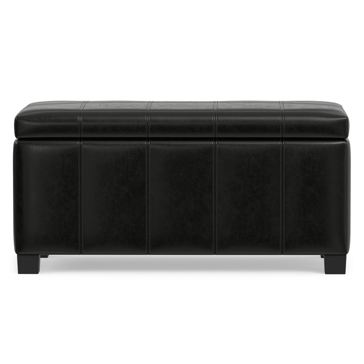 Midnight Black Vegan Leather | Dover Storage Ottoman in Vegan Leather