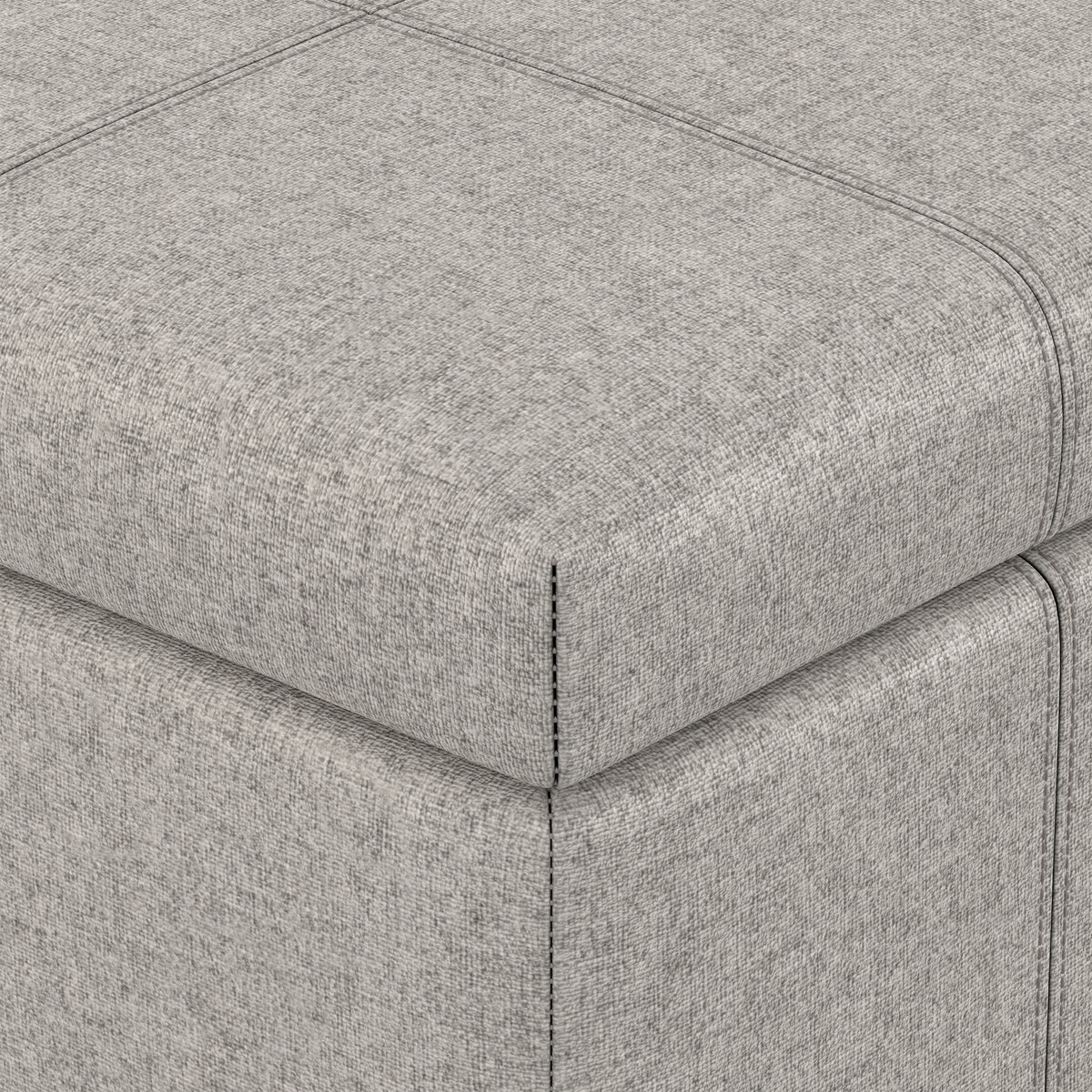 Cloud Grey Linen Style Fabric | Dover Storage Ottoman in Linen