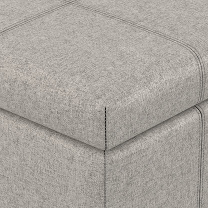 Cloud Grey Linen Style Fabric | Dover Storage Ottoman in Linen