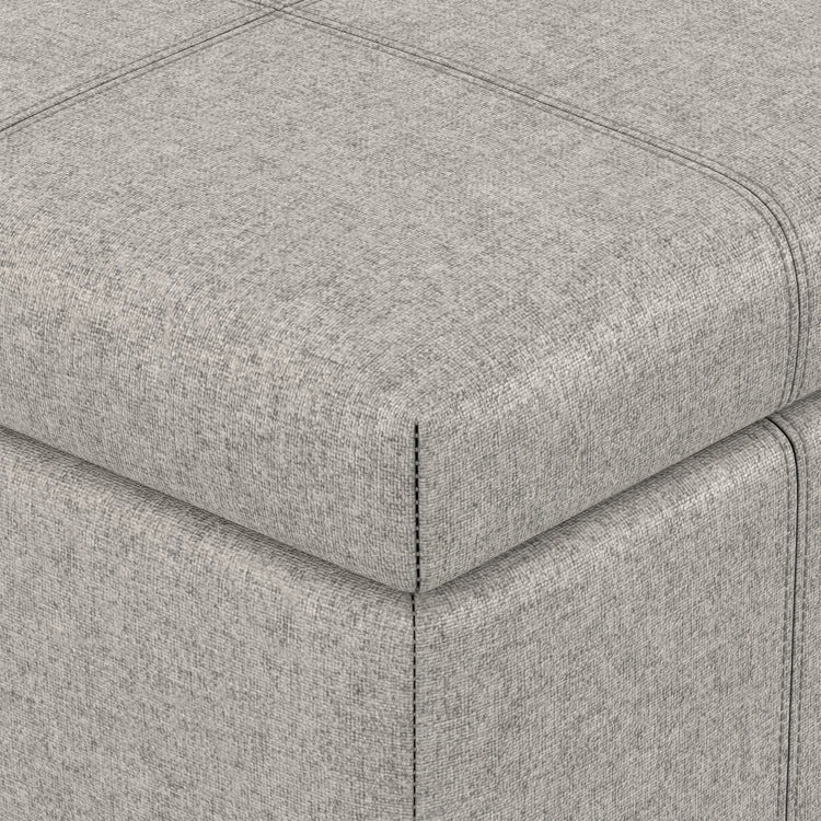 Cloud Grey Linen Style Fabric | Dover Storage Ottoman in Linen