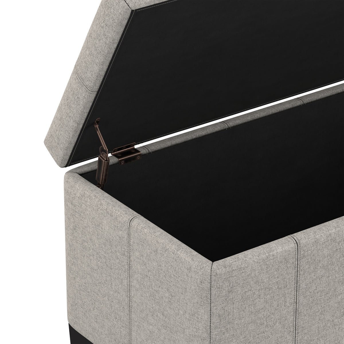 Cloud Grey Linen Style Fabric | Dover Storage Ottoman in Linen