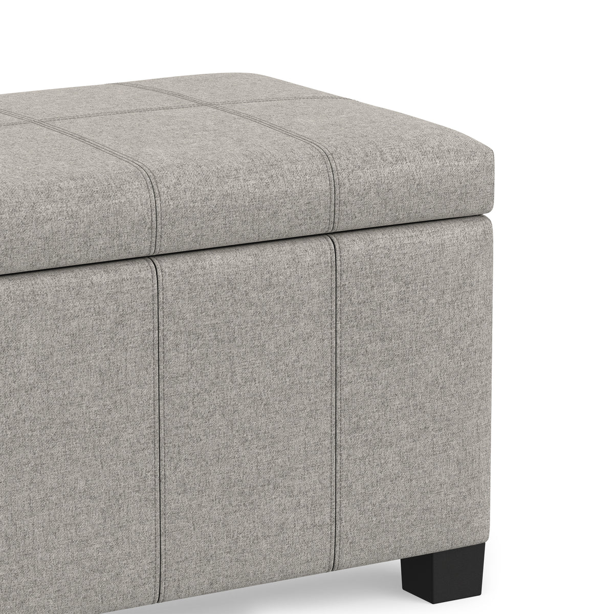 Cloud Grey Linen Style Fabric | Dover Storage Ottoman in Linen