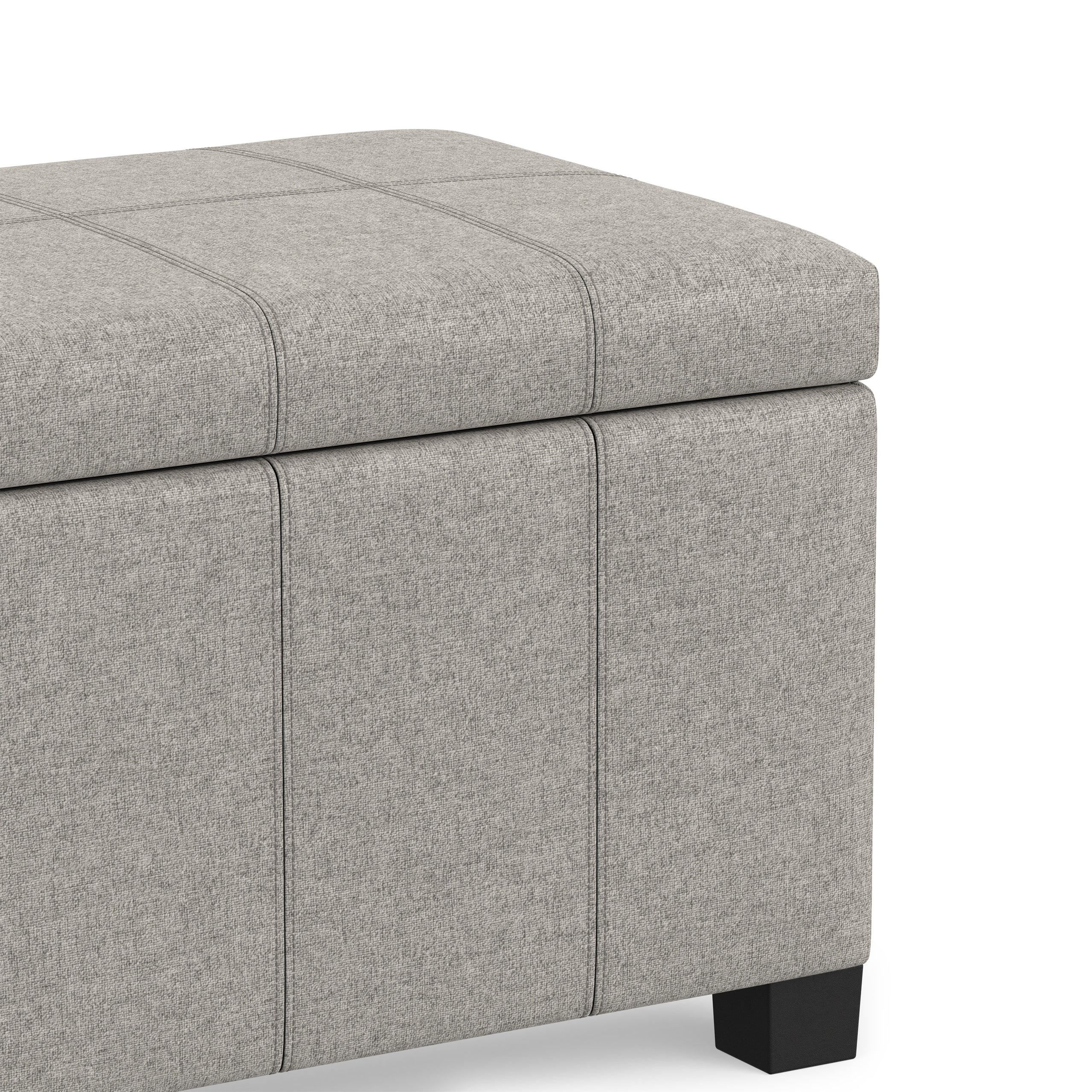 Cloud Grey Linen Style Fabric | Dover Storage Ottoman in Linen
