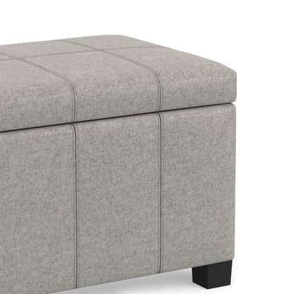 Cloud Grey Linen Style Fabric | Dover Storage Ottoman in Linen