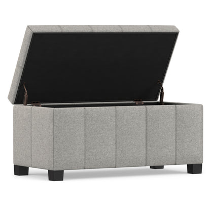 Cloud Grey Linen Style Fabric | Dover Storage Ottoman in Linen