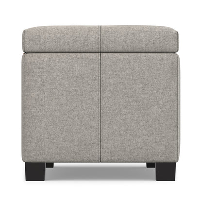 Cloud Grey Linen Style Fabric | Dover Storage Ottoman in Linen
