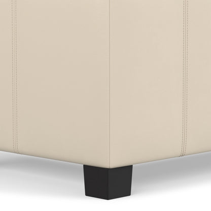 Satin Cream Vegan Leather | Dover Storage Ottoman in Vegan Leather