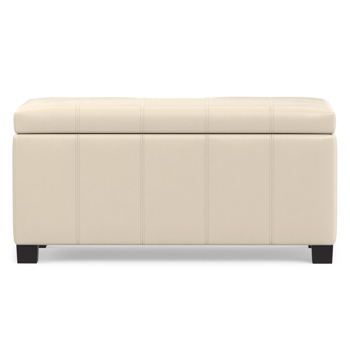 Satin Cream Vegan Leather | Dover Storage Ottoman in Vegan Leather
