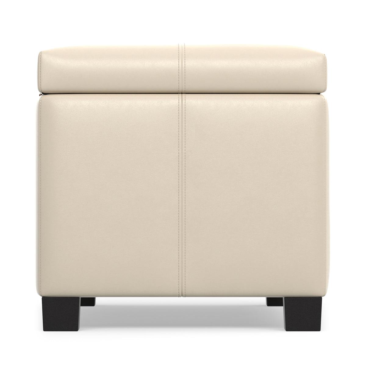 Satin Cream Vegan Leather | Dover Storage Ottoman in Vegan Leather