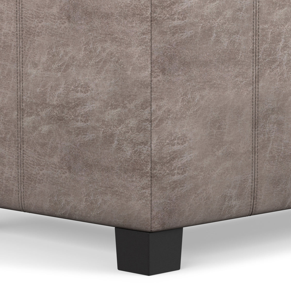 Distressed Grey Taupe Distressed Vegan Leather | Dover Storage Ottoman in Distressed Vegan Leather
