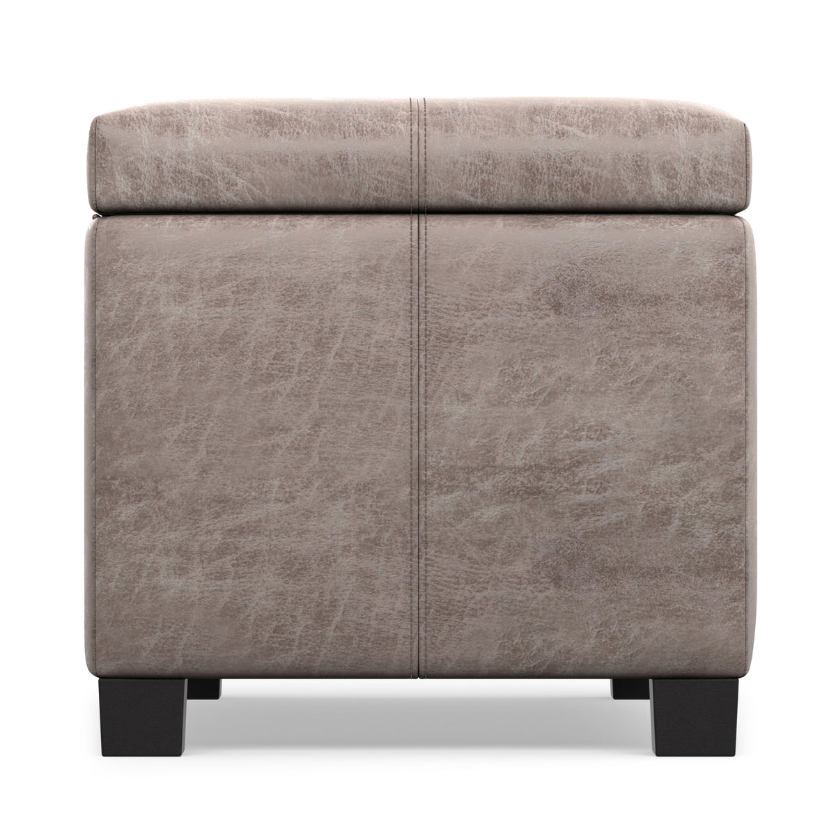 Distressed Grey Taupe Distressed Vegan Leather | Dover Storage Ottoman in Distressed Vegan Leather