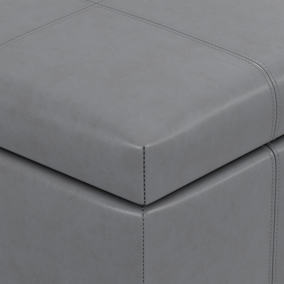 Stone Grey Vegan Leather | Dover Storage Ottoman in Vegan Leather