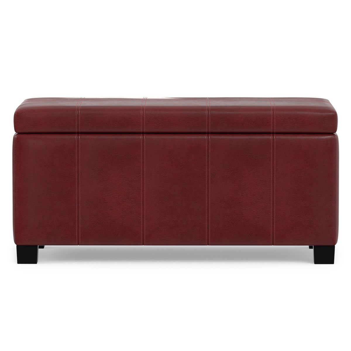 Radicchio Red Vegan Leather | Dover Storage Ottoman in Vegan Leather