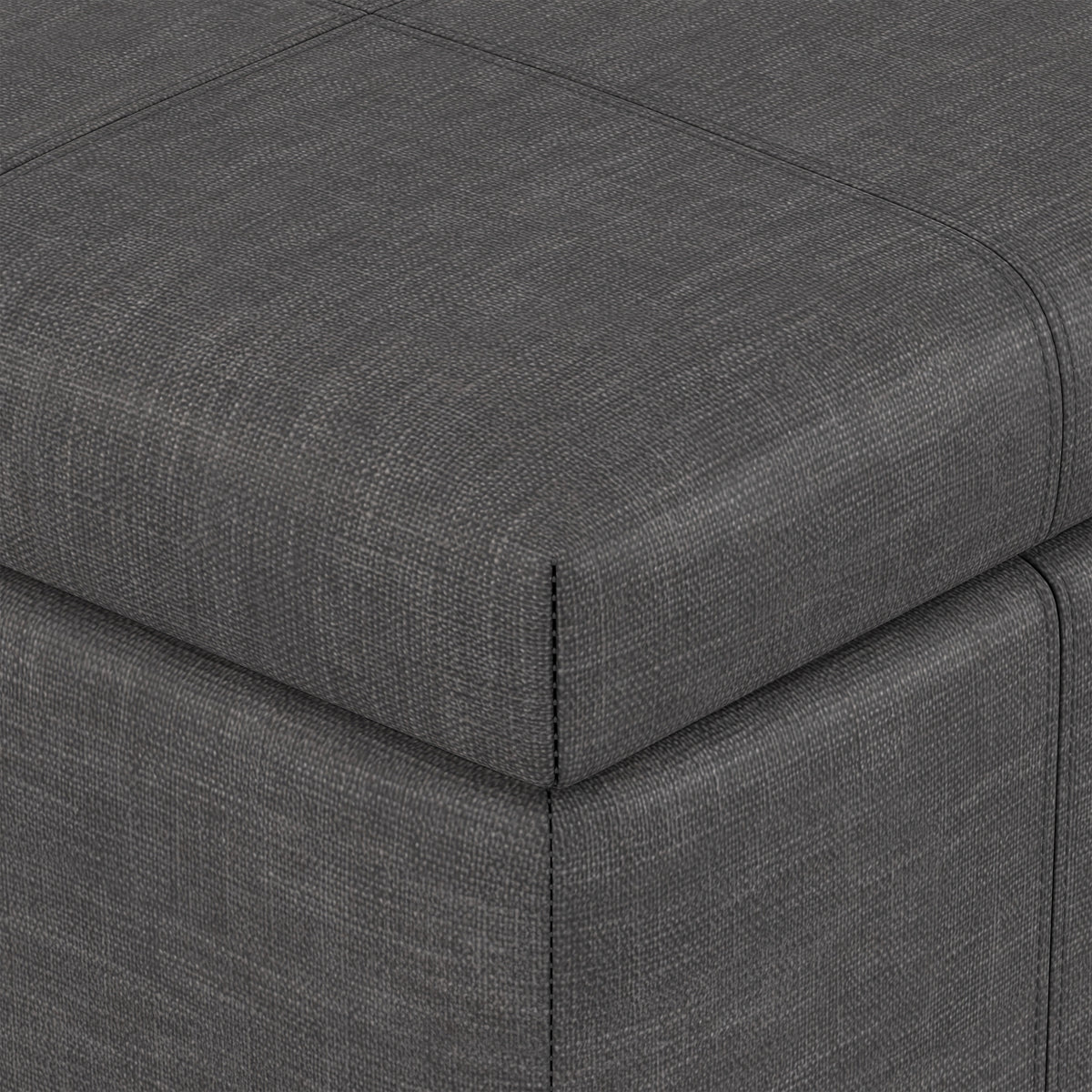 Slate Grey Linen Style Fabric | Dover Storage Ottoman in Linen