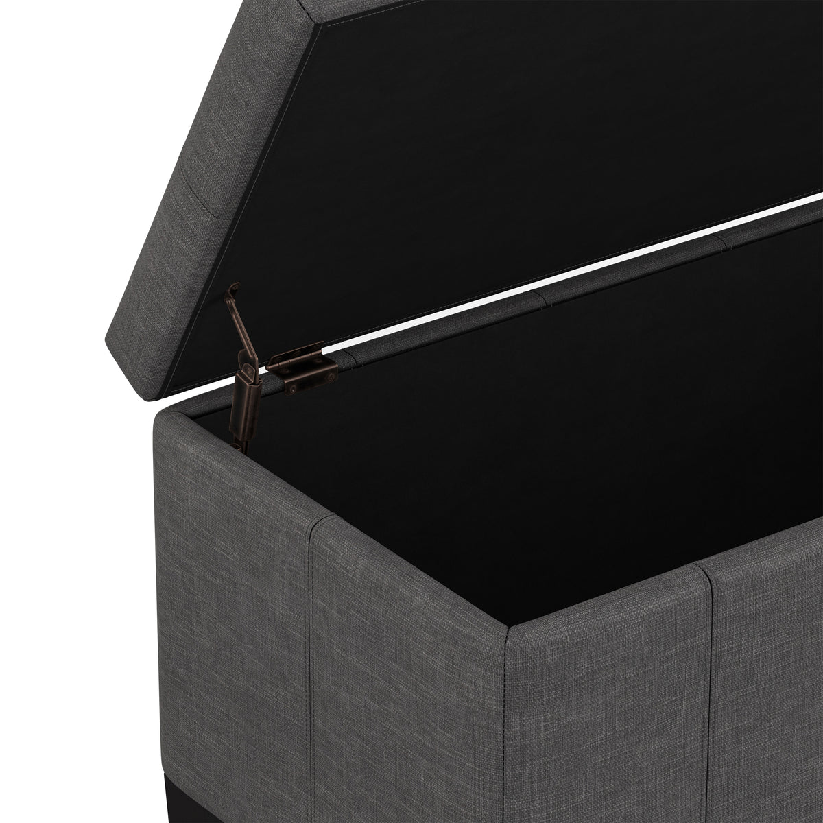 Slate Grey Linen Style Fabric | Dover Storage Ottoman in Linen
