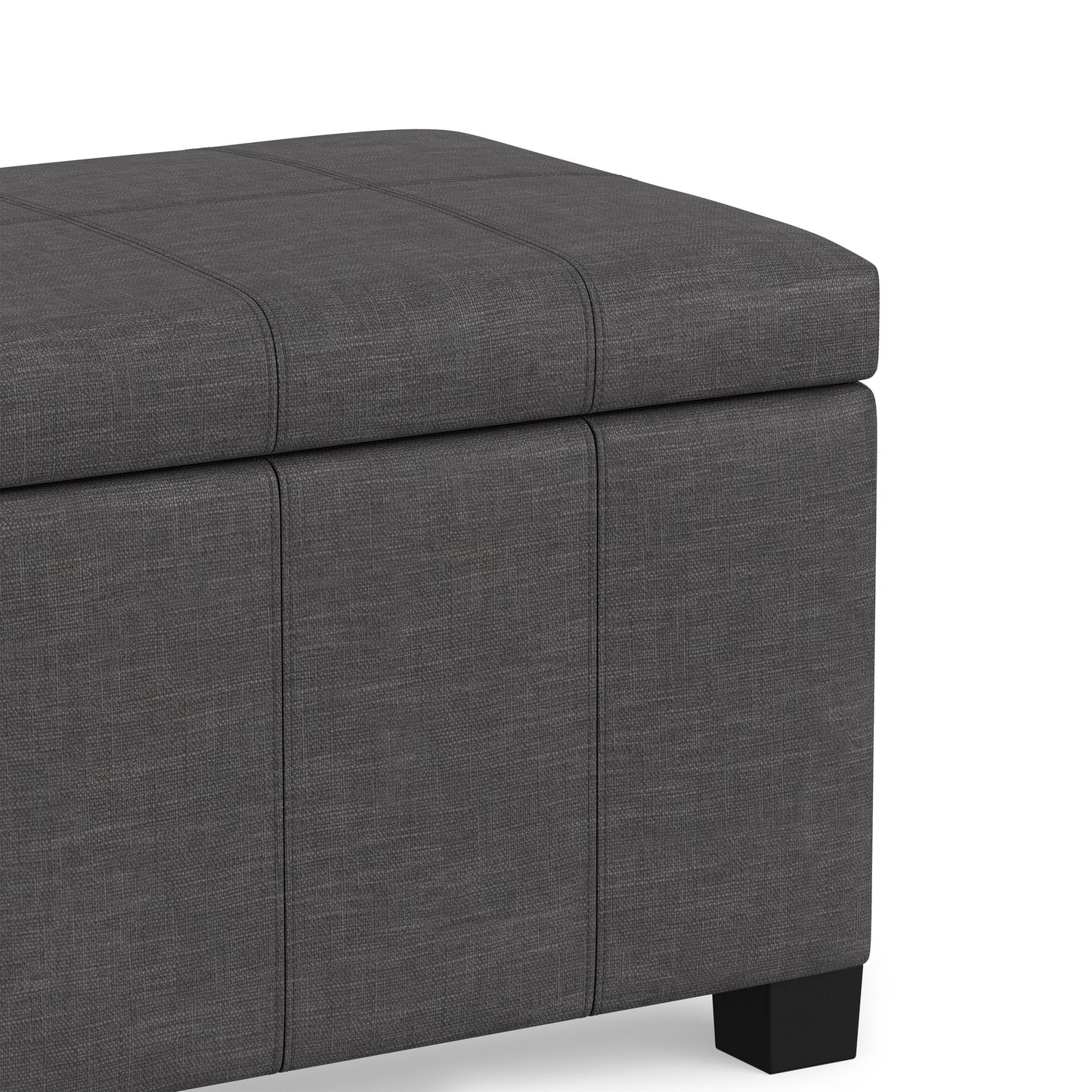 Slate Grey Linen Style Fabric | Dover Storage Ottoman in Linen