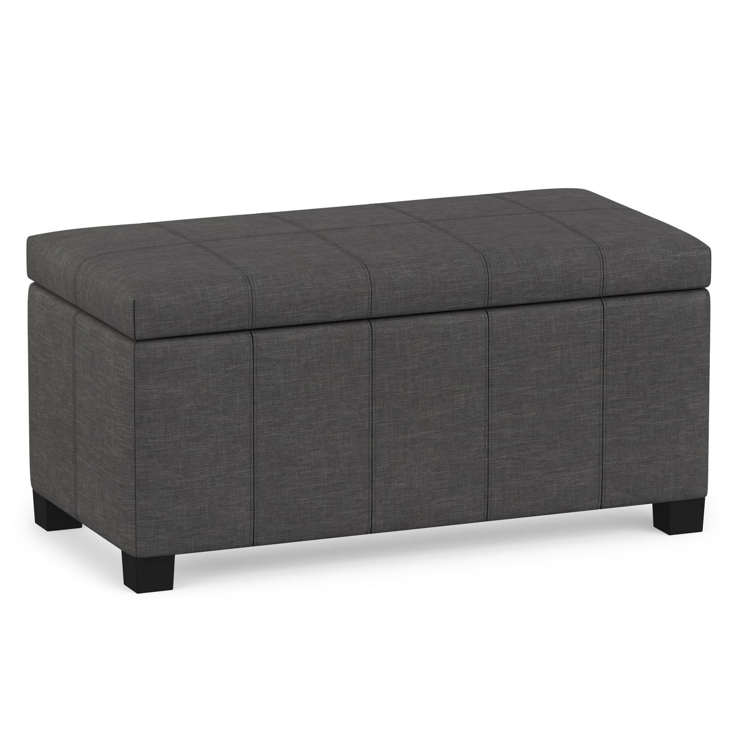 Slate Grey Linen Style Fabric | Dover Storage Ottoman in Linen