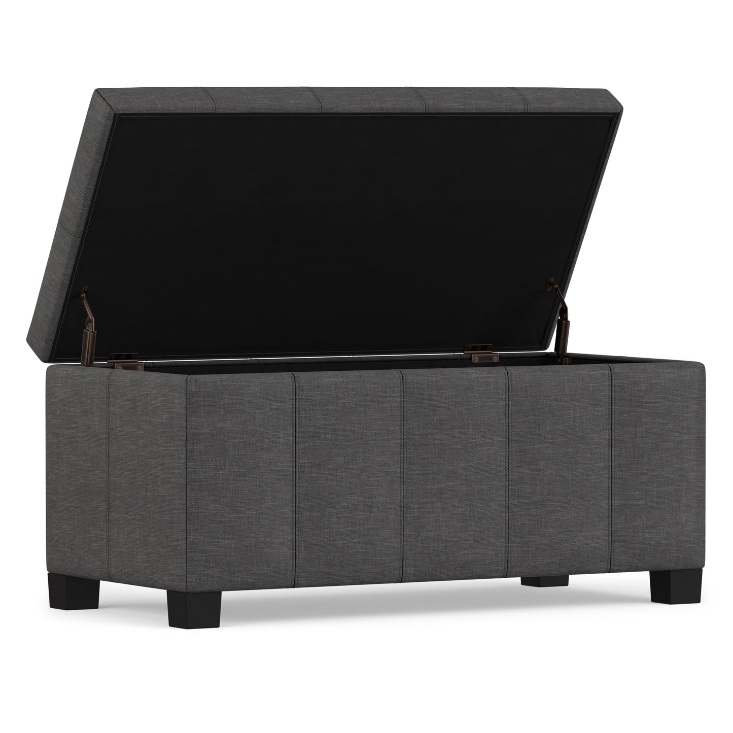 Slate Grey Linen Style Fabric | Dover Storage Ottoman in Linen